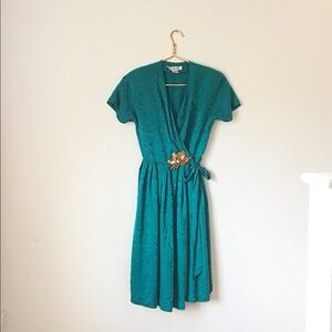 VintageWrapSilkDressSwirls, Gold Sequin Appliqué​